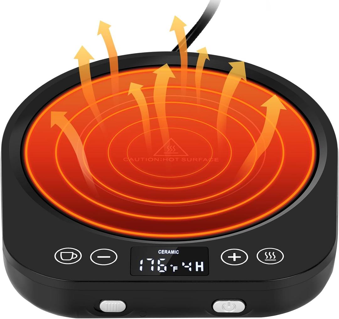 PUSEE Candle Mug Warmer Electric, Auto On/Off Gravity-Induction Coffee Warmer with 9 Temp Settings, 1-9 Timer Candle Melter, Beverage Warmer for Home & Office (Black)