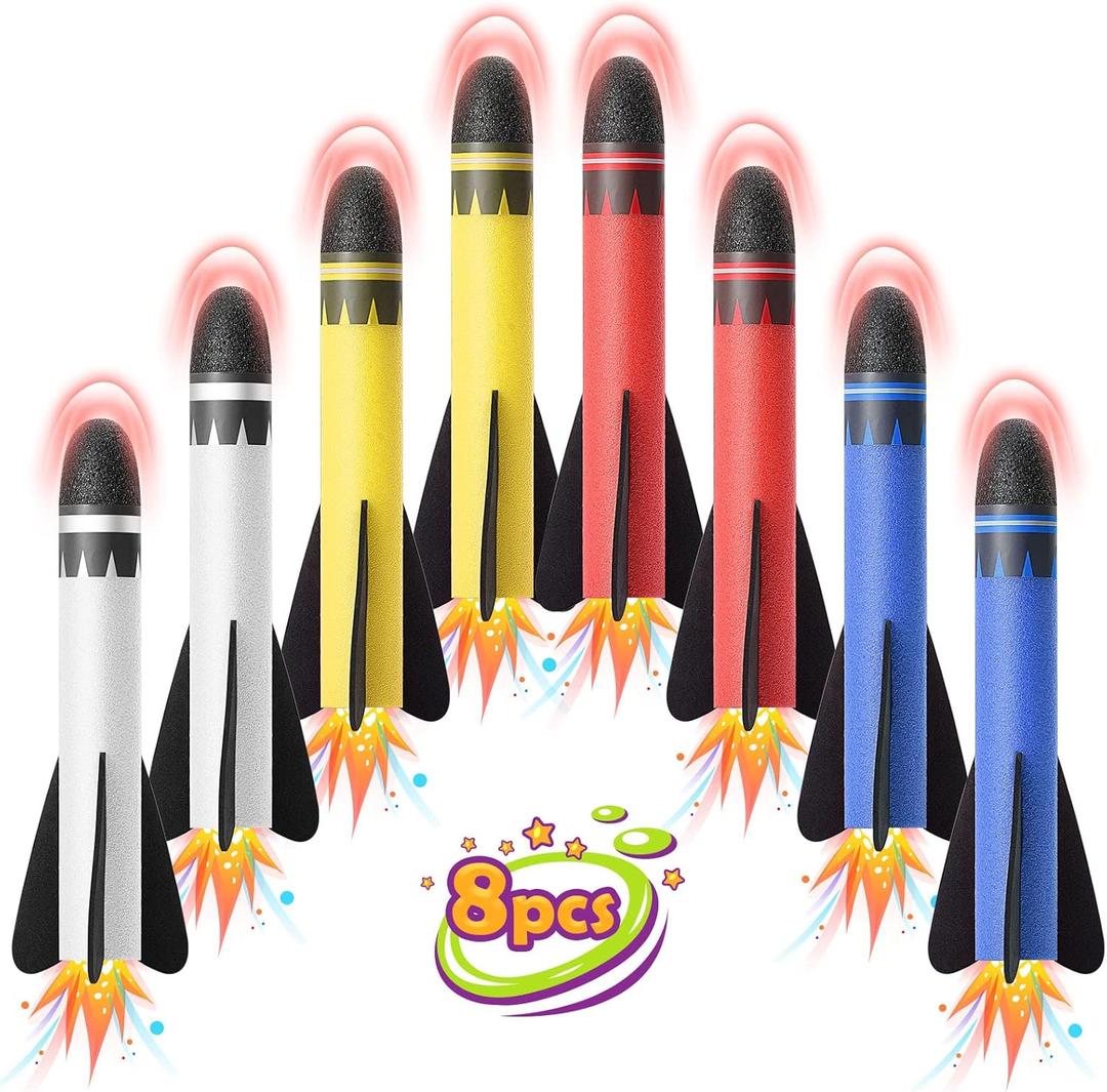 Delighkidz Foam Flying Toys Refills 8 Pack Replacement Foam Flying Compatible with Popular Toys Flying Launchers for Kids Outdoor Toy Easter Birthday Gifts for Kids Boys