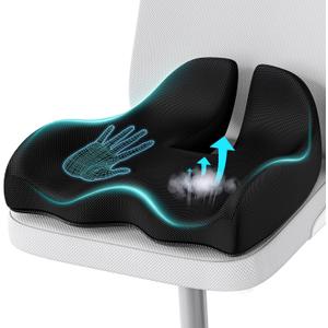 Extra Large Memory Seat Cushion for Office Chair Pressure Relief Sciatica & Tailbone Pain Relief Memory Foam Firm Coccyx Pad for Long Sitting, for Office Chair, Gaming Chair and Car Seat, Black
