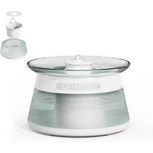 Glass Smart Pet Water Fountain,Cat Drinking Water Fountain Bowl No Filter,Battery Operated Filterless Pet Water Fountain