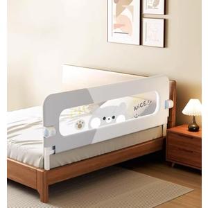 HOMEAL 47in Foldable Toddler Bed Rails with U-Shape Base, Bed Rail for Toddlers, Baby Bed Rail Guard for for Twin, Full, Queen, King Beds, Bed Rail for Baby, Grey