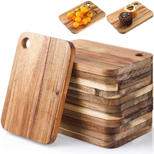 Vesici 12 Pcs Small Acacia Wood Cutting Board Rectangle Wooden Chopping Boards Lightweight Serving Tray Mini Cutting Board Bulk for Christmas Kitchen Meats Cheese Fruit Bread Wedding Gift