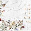 Baby Monthly Milestone Blanket for Girls, 40"x50" Wildflower Newborn Photo Props, 12 Month Growth Chart