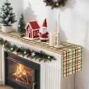 3 x Artscope Buffalo Plaid Christmas Table Runner, Xmas Winter Holiday Kitchen Dining Table Decoration for Christmas Home Party Decor 13x90 Inch-Beige
