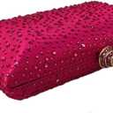 Boutique De FGG Crystal Clutch Purse for Women Formal Evening Bags Party Rhinestone Clutch Bag Wedding Prom Handbags,Mini (Fuch)