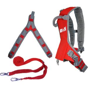 MDXONE Kids SKI Trainer Child SKI Harness with Absorb bungees 9' Rope and Removable seat Harness (Fire Red)