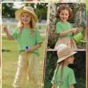 Girls' Short Sleeve T Shirts | Summer, Oversized, Crewneck, Loose Fit, Casual, Basic, for Kids 5-14 Years (Green)