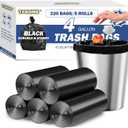 Small Trash Bags 4 Gallon - 0.94 Mil Thick 220 Count Heany Duty 15 Liters Black Garbage Bags,Leakproof Durable and Unscented Weastbasket Can Liners for Bathroom Bedroom Home