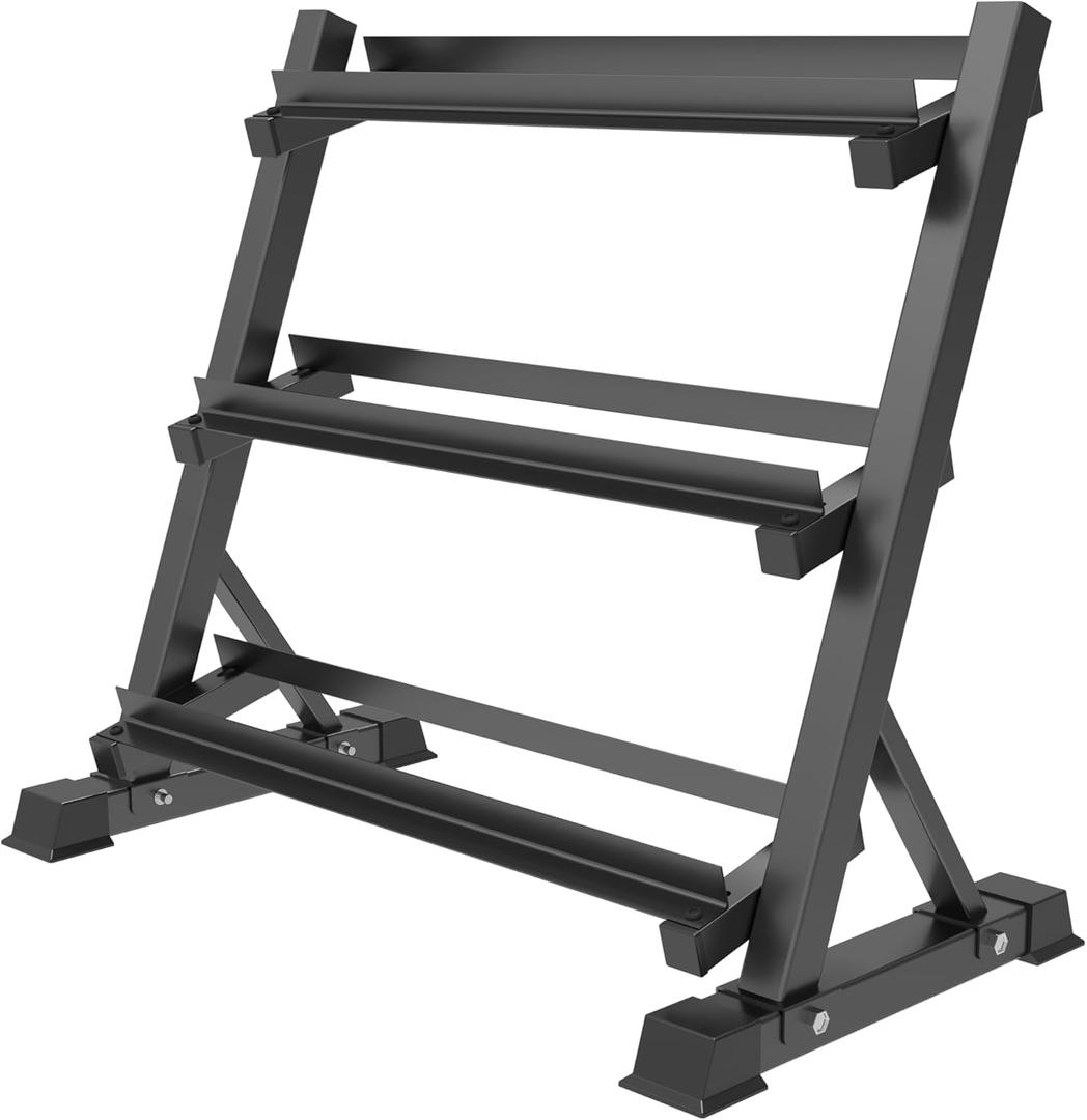 3-Tier Dumbbell Rack Multilevel Weight Storage Organizer for Home Gym, Weight Rack for Dumbbells, Kettlebells, (Rack Only)
