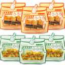 30PCS Cookie Goodie Bags Clear Front Window Party Favor Bag with Stand-up Bottom and Handle Gift Bags For Home Birthday Wedding Baby Shower Baking snacks Lollipops Chocolate Storage (Green Orange)