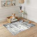 Washable 2x3 Entryway Area Rugs: Abstract Water Resistant Kitchen Rug Non-Slip Durable Doormat for High-Traffic Area Soft Bedroom Beside Carpet Indoor Low Pile Floor Mat for Families(2x3,Black/Grey)