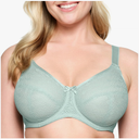 Full Figure Plus Size Lace Comfort Wonderwire Bra Underwire #9855 Cappuccino, Green, 46H