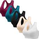 HBselect Nursing Bras for Breastfeeding, Maternity Nursing Sleep Bra Wireless Pregnancy Sleep Bralette 3/5 Pack (Medium, Black/Burgundy/Lake Blue/White/Beige)