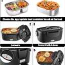 Buddew Electric Heated Lunch Box, 80W Fast Heating with Dual 1.5L Food-Grade 304 Stainless Steel, 12V/24V/110V Portable Food Warmer for Car Truck Office Adults, Lonchera Electrica Portatil (Black)