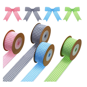 Chuangdi 4 Rolls Easter Wired Ribbons Gingham Plaid Buffalo Check Edge Ribbon Spring Polyester Decoration for Easter DIY Crafts Holiday Party Home Decor, 1 Inch, 22 Yards