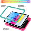 WESADN for iPad A16 Case 11 inch for iPad 10th Generation Case 2022 Kids Girls with Screen Protector/Butterfly Kickstand/Lanyard Keychain/Pencil Holder Shockproof Tablet Cover 10th Gen 10.9'' Rose Red