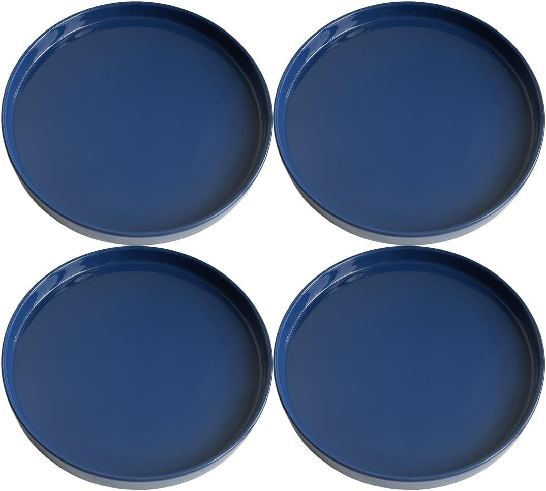 Plant Saucer Pot Tray Planter Saucers 4 Pack 4 inch, 5 6 7 8 9 10 11 12 13 15 Inch for Indoors Outdoor, Durable Sturdy Ceramic Flower Drainage drip Water Tray for Glazed Pots Base ((4.5"/4.1"-Blue)