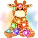 Hopearl Lighting Up Giraffe Stuffed Animal Floppy LED Plush Toy Night Lights Glow Pillow Birthday Festival for Kids Toddlers Boys Girls, Orange, 11''