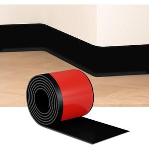 Black Wall Molding Trim 4 Inch x 10 Feet, Wall Base Baseboard Molding Trim Flexible Self Adhesive Rubber Wall Base Moulding Trim Peel and Stick Design Home Decoration Skirting Line