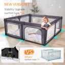 Cholena Play Pen 79"x59" Foldable Baby Playpen with Bottom Play Yard for Contained Play Space, Indoor Safety Fence with Zipper DoorDeep Grey