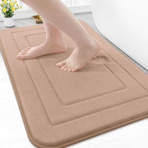 Arotive Memory Foam Bathroom Rug Mat 30x20, Ultra Soft and Absorbent Bath Mat, Machine Wash Dry, Comfortable Bath Rug Carpet for Bathroom Floor, Tub and Shower, Camel