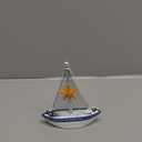 TIHOOD 4PCS Mini Sailboat Model Decoration Wooden Miniature Sailing Boat Home Decor Set, Beach Nautical Design, Navy Blue and White, 4.4 x 6.8 Inch (StyleB)