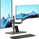 suptek Freestanding Dual Monitor Mount for 2 Screens up to 32 inches,Taller Monitor Stand Hold 22lbs,Dual Monitor Arm Desk Mount with Base(ML8022C)