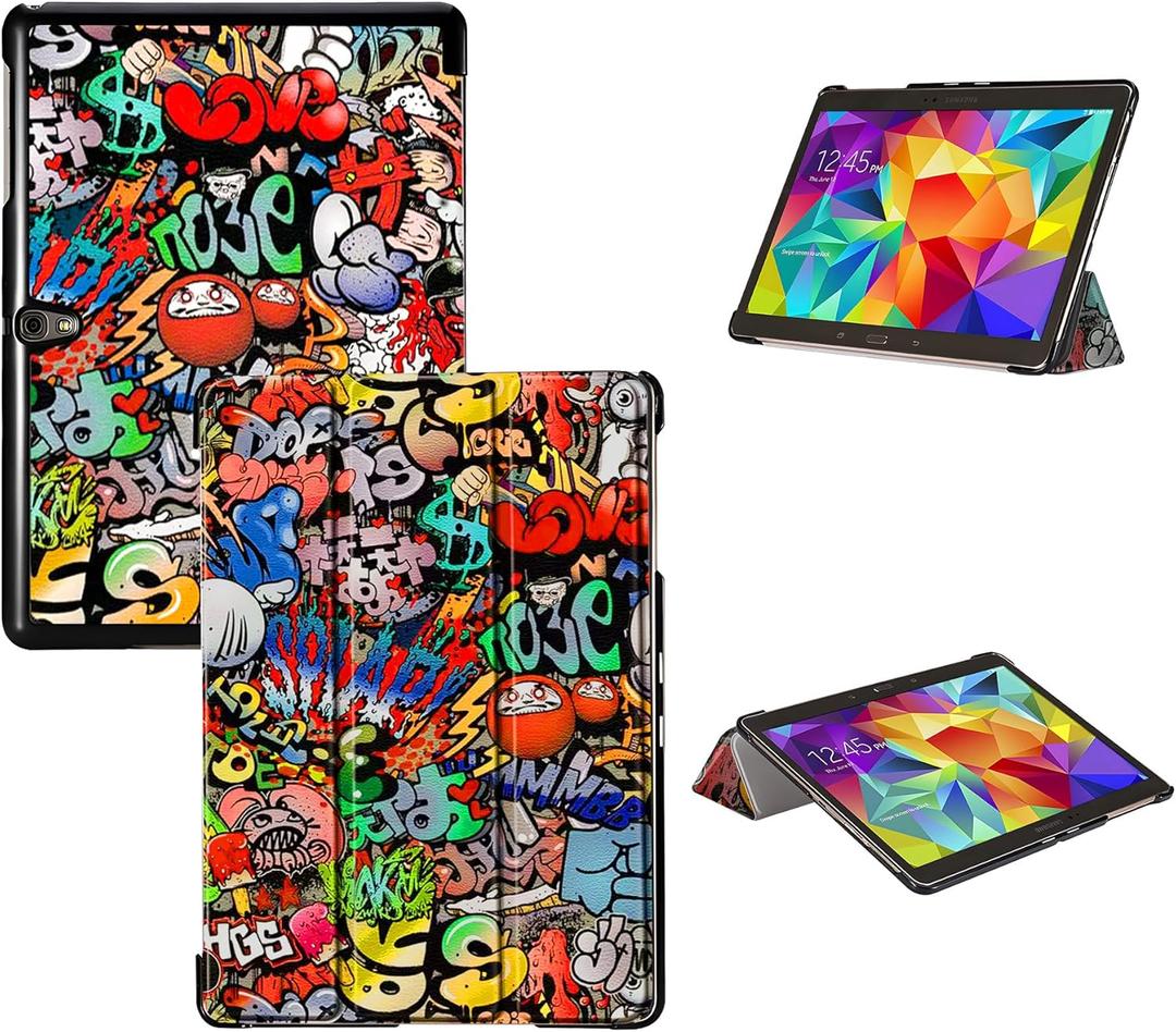 Tri-Fold Case Compatible with Samsung Galaxy Tab S 10.5 inch Tablet - SM T800&T801&T805&T807 (2014 Released), Includes a Screen Protector - Premium PU Leather Tri-Fold Cover with Auto Sleep/Wake