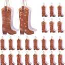 ForraFun 24 Pcs Plastic Cowboy Boots Gift Bags Western Theme Party Decorations Favors Wild West Rodeo Cowgirl Goodie Bag with Handles for Cowboy Birthday Bachelorette Baby Shower Party Supplies