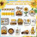 26 Pcs Sunflower Tiered Tray Decor Set Summer Rustic Gnome Wooden Decorations Farmhouse Sunflower Table Centerpiece Sign Vintage Tiered Tray Ornament for Kitchen Home Party Shelf Supplies