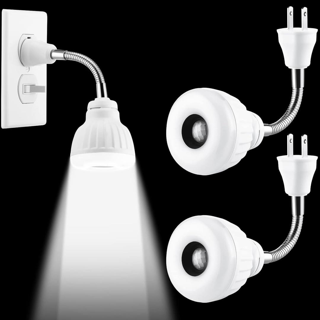 Yahenda 3 Piece Plug in Motion Sensor Light Indoor 5W PIR Infrared Motion-Activated Led Night Light for Air Conditioner Outlet, 360 Rotatable Sensor Detector Plug Outlet in for Wall Garage, White