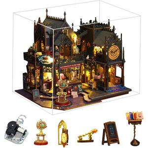 Fifijoy DIY Miniature Dollhouse Kit, Holo Magic City DIY Miniature House kit Wooden Dollhouse Kit, DIY Mini House kit for Adults to Build