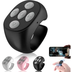 Wireless Bluetooth Remote Control, 2025 New Remote Control Page Turner Bluetooth Scroller Ring, Short Video and Music Camera Shutter Remote Controller Scrolling Ring (Black)