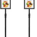 USCNC Sign Holder Stand 8.5x11 inch - Adjustable Floor Standing Sign Holder -Snap open frame,360 Rotation for Malls,Schools,Restaurants (Black 2 Pack)