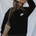 ASTANFY Cow Skull Western Sweatshirts For Women Country Western Outfits Cowgirl Pullover Sweatshirts (Small, Black-2)