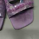 SOVANYOU Sequin Kitten Heels for Women Square Toe Heeled Mules Floral Open Toe Heeled Sandals for Casual Dress (8.5, Purple)