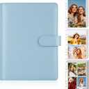 Antner A5 Kpop Photocard Binder 6-Ring Card Collector Album with 40 Pack Card Sleeves, PU Leather Photocard Holder Book with Multi-Size Photo Protectors for Organizing Trading Cards, Airy Blue