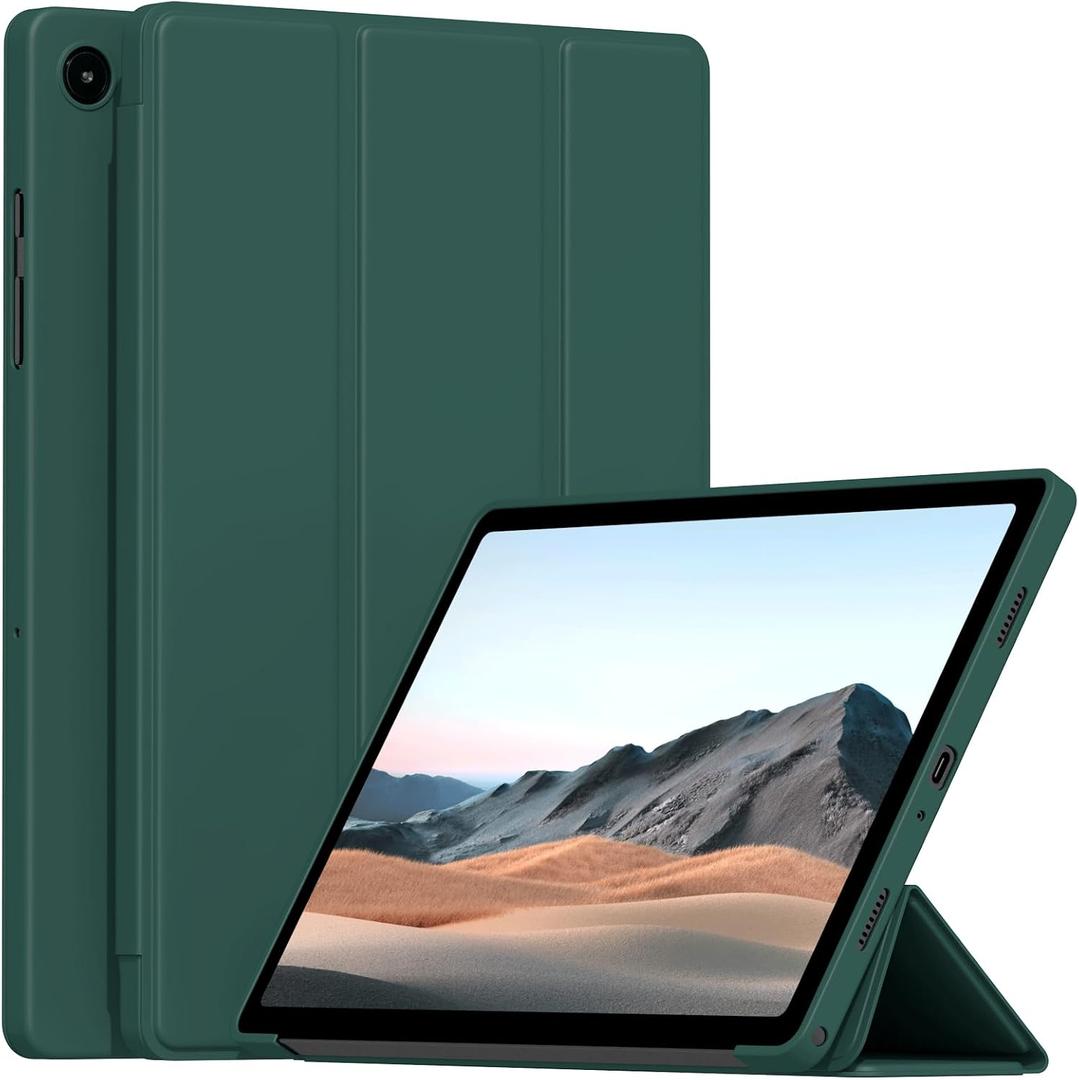Case for Samsung Galaxy Tab A8 10.5 Inch 2022 (Model: SM-X200/X205/X207), Slim Lightweight Trifold Stand Cover with Soft TPU Back Shell, Dark Green
