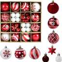 Christmas Balls,Christmas Tree Decorations Ornaments Set,42pcs Shatterproof Plastic Decorative Hanging Ball for Xmas Party Holiday Wedding (Red and White)