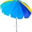 AMMSUN 7.5ft Heavy Duty HIGH Wind Beach Umbrella with sand anchor Vent Tilt Portable Sun Shelter, UV 50+ Protection Outdoor Sunshade Umbrellas Carry Bag for Patio Garden Pool Backyard Multicolor Blue