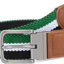 SANSTHS Reversible Braided Belt for Men and Women, Elastic Stretch Woven Golf Belts for Men, Casual Jeans Sports Work 1 3/8" (Green/White/Black)