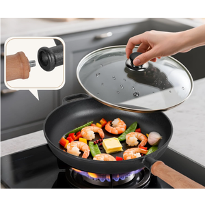 Bachdomc 12" Cast Iron Skillets with Lid & Removable Wooden Handle, PreSeasoned Frying Pan for Stove, Oven, Grill & Campfire Cooking (1, 12")