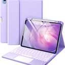 Harvopu Compatible with iPad Air 11 Inch & Air 5th/Air 4th Generation Case with Keyboard - Multi-Touch Trackpad, 7-Color Backlit, Detachable Folio Keyboard Cover for Air 11-inch M4/M3/M2, Light Purple