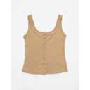  Beige Ribbed Vest Top, M