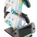 NiHome Iridescent Acrylic 2-Tier Universal Game Controller Headset Holder Rack, Modern Storage Organizer for PS5 Xbox ONE Switch Game Controllers and Headphones Anti-Slip Stable Gaming Accessory Stand