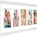 8x24 Collage Frame with 5 Openings 4X6 Pictures, Multiple Picture Frame with Mat, Wall or Tabletop Decor, White Wood Grain,2 Pack