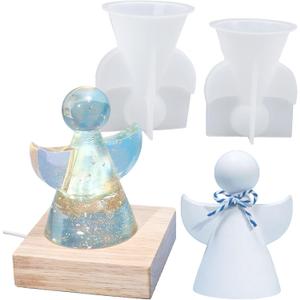 Angel Resin Molds Silicone Epoxy Resin Casting Mould 2 Pack Wing Angel Ornaments Epoxy Mold Handmade Candle Making Wax Molds DIY Christmas Craft Gift Plaster Moulds Home Art Decoration