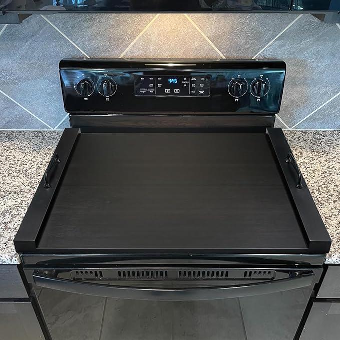 Noodle Board Stove Cover with Handles, Multiple Stove Top Cover Board for Electric/Gas Stove Top(Black)