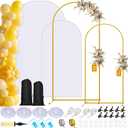 Metal Arch Backdrop Stand and Cover Set of 2, 7.2ft 6ft Gold Party Back drop Arch Stand with Spandex White Background Covers Balloon Garland Kit for Birthday Parties Wedding Ceremony Baby Shower Decor