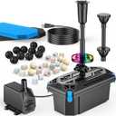 Antfraer Pond Filter with LED Lights, RGB Pond Filter with 660GPH Pump Fountain Kit, Filter Box with RGB Auto-Cycle LED Lights & 3 Spray Modes for Outdoor Ponds Clean Clear and Build Water Features